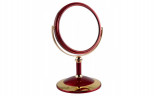 Зеркало косметическое Weisen B6"8021 RUBY/G Red&Gold настольное 2-стор 5-кр.ув.15 см